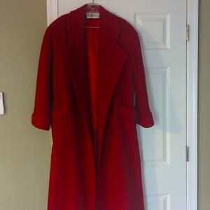 Women's Red Bill Blass Signature Overcoat
